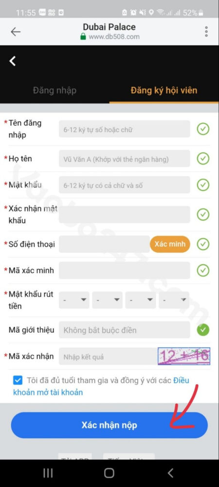 Bấm chọn Xác nhận nộp