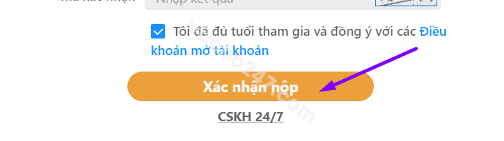 Bấm chọn xác nhận nộp để hoàn tất 