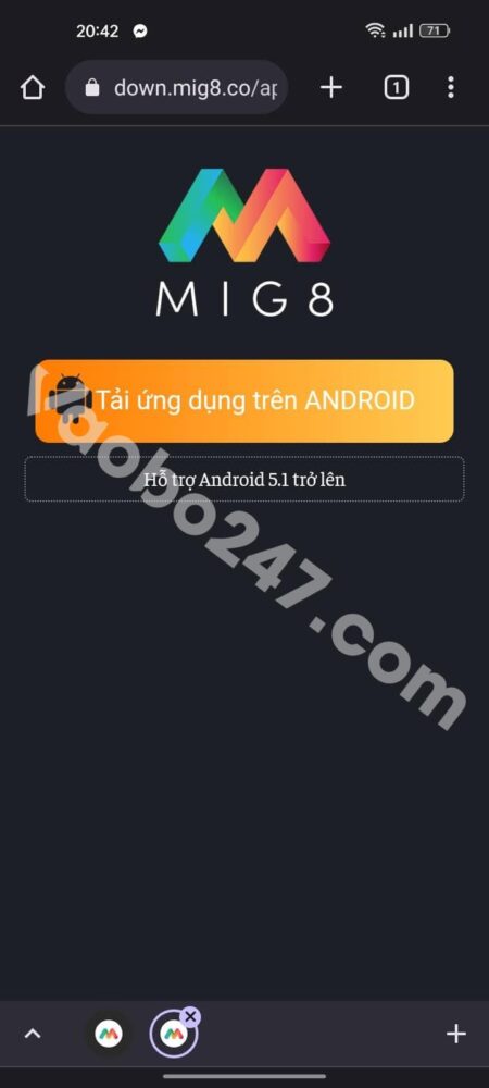 Bấm vào Tải ứng dụng trên Android 