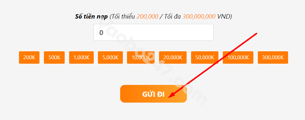 Bạn nhấn vào ô "gửi đi" ở phía cuối cùng sau khi đã hoàn tất các thao tác 