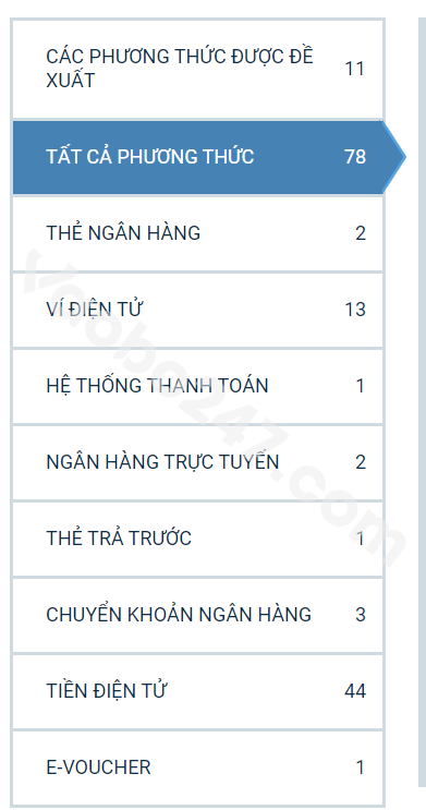 Các phương thức nạp tiền 1xbet 