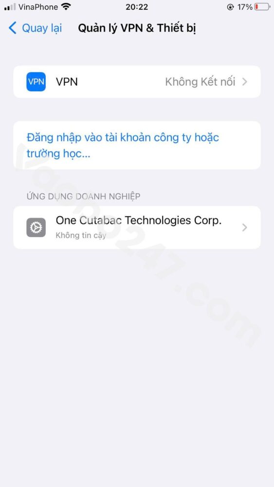 Cấp quyền truy cập cho app Mig8