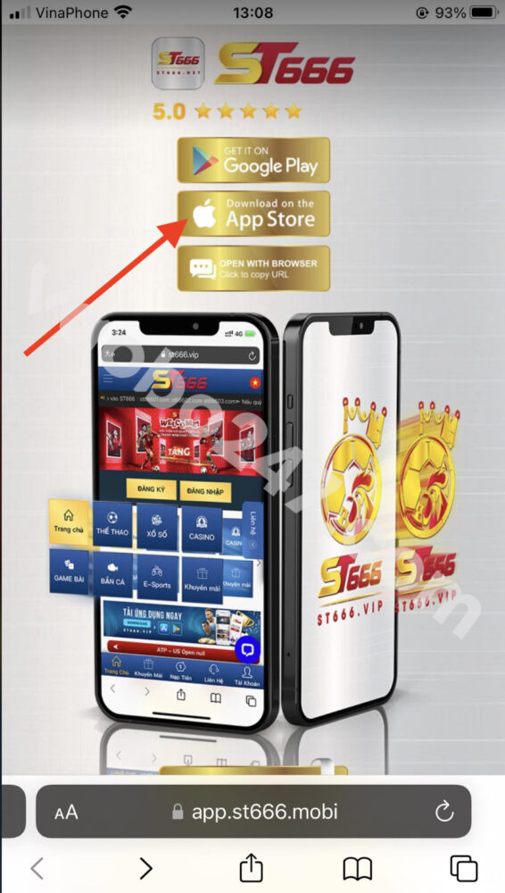 Chọn tải app ST666 với phiên bản iOS 