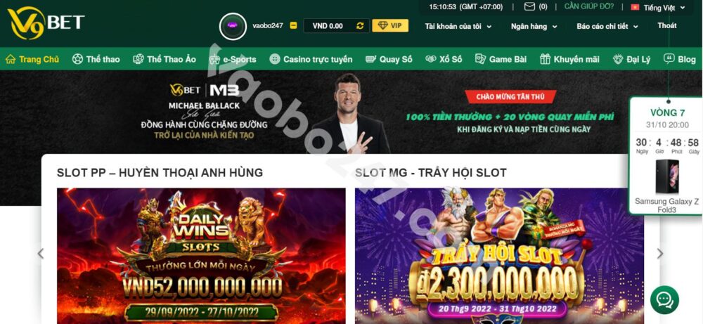 Đăng nhập vào tài khoản thành viên nhà cái cá cược V9bet 