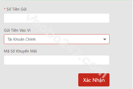 Điền các thông tin nạp tiền