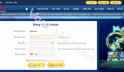 Hướng dẫn đăng ký ST666 trên máy tính và điện thoại 