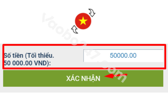 Điền số tiền và nhấn xác nhận