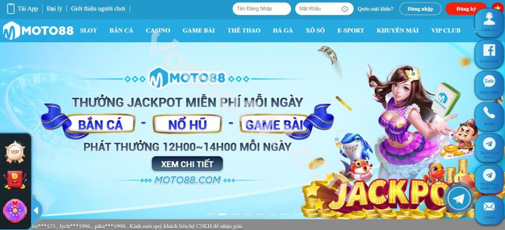 Giao diện nhà cái Moto88 dễ nhìn