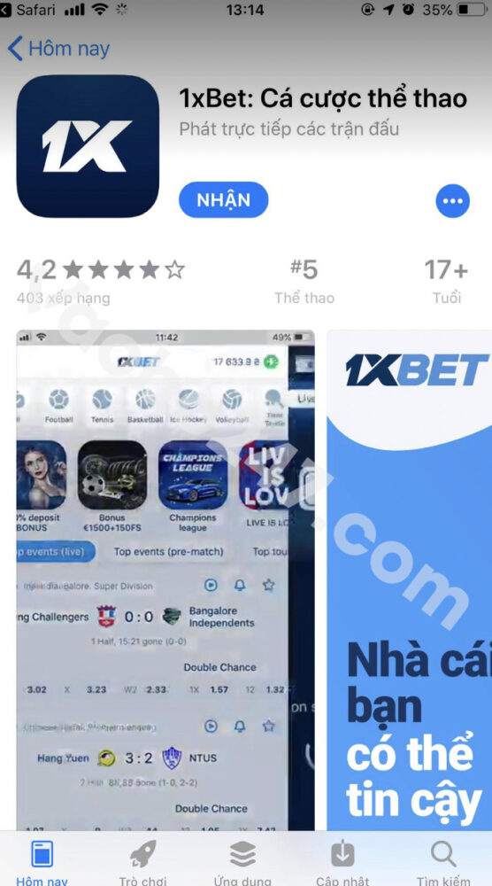 Giao diện tải ứng dụng 1xbet trên AppStore