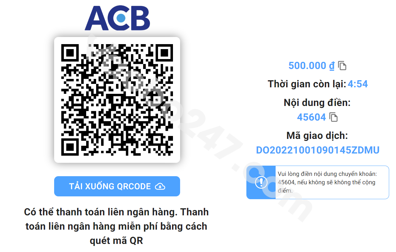 Quét mã QR để giao dịch 