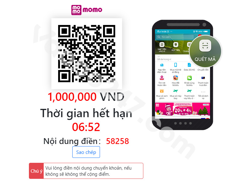 Quét mã Qr và chuyển tiền 