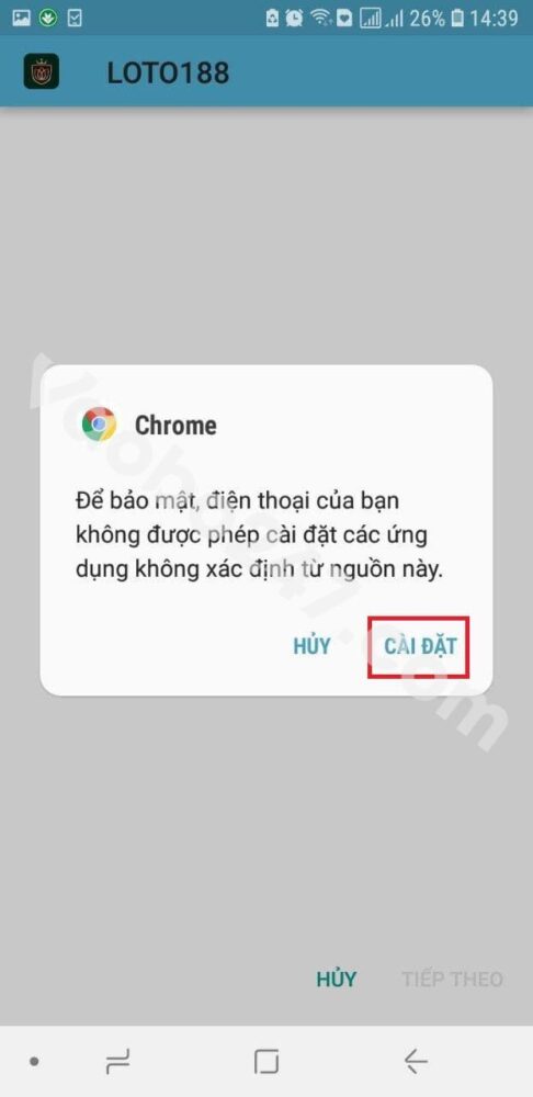 Bấm chọn Cài đặt 