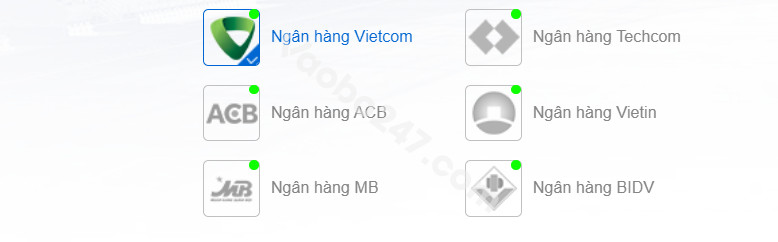 Lựa chọn ngân hàng thực hiện chuyển tiền 