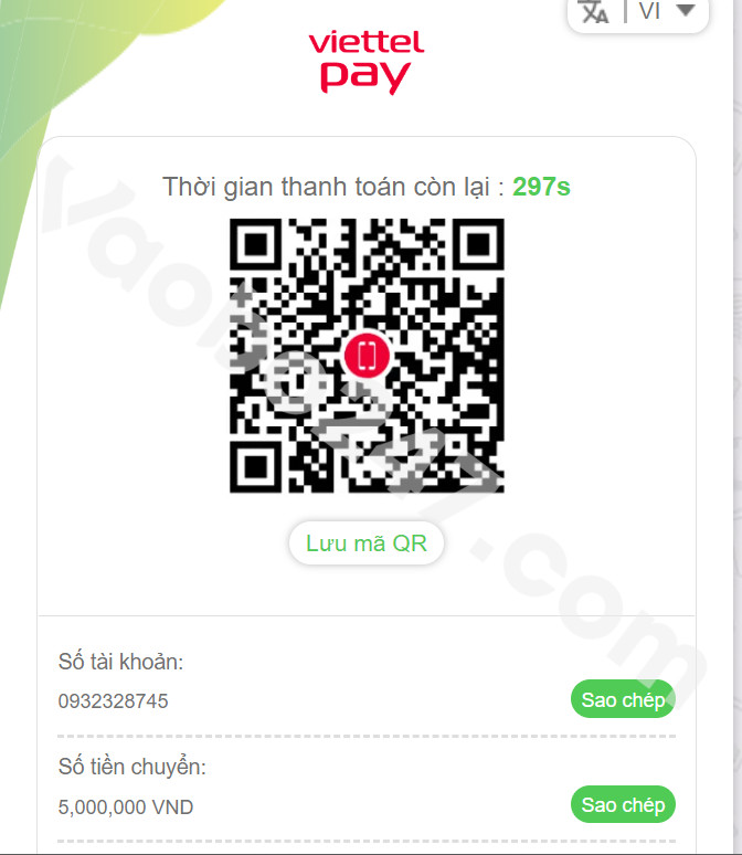 Mở ứng dụng Viettel pay và giao dịch 