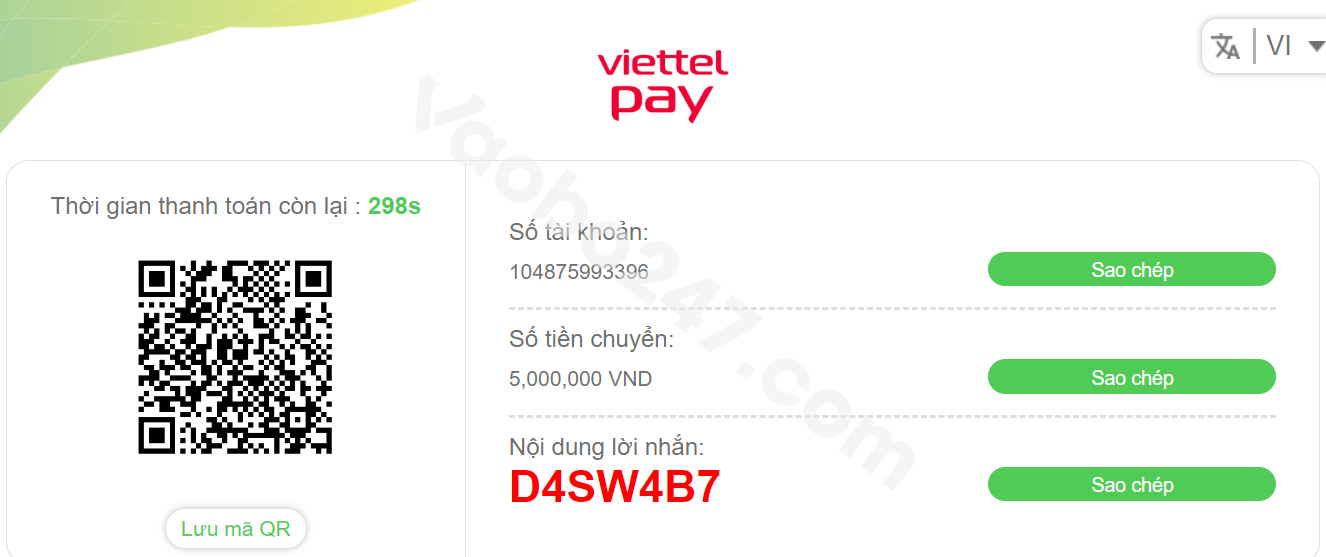 Mở ứng dụng viettelpay và tiến hành quét mã để chuyển tiền 