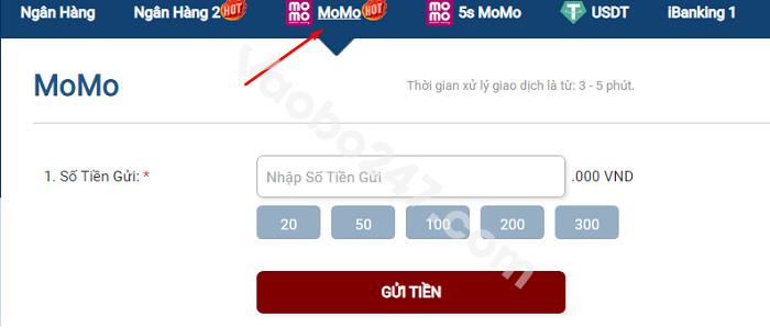 Nạp tiền HL8 qua ví Momo