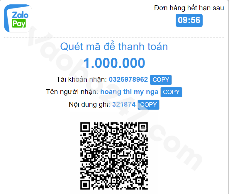 Nạp tiền qua zalo pay bằng cách quét mã QR.