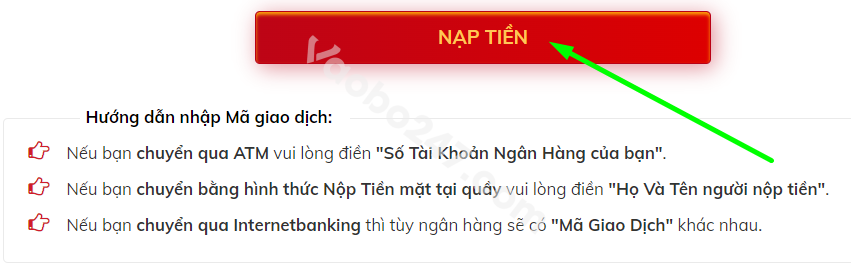 Người chơi nhấn “Nạp tiền” để hoàn tất