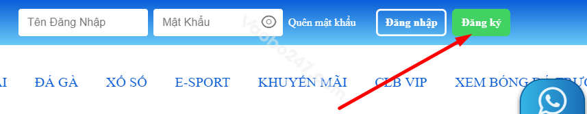 Người chơi nhấn vào ô "đăng ký" để tạo tài khoản tại F8bet 