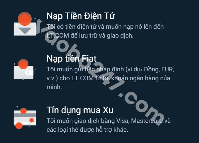 Nhà cái Letou cung cấp 3 hình thức nạp tiền cho người chơi lựa chọn 