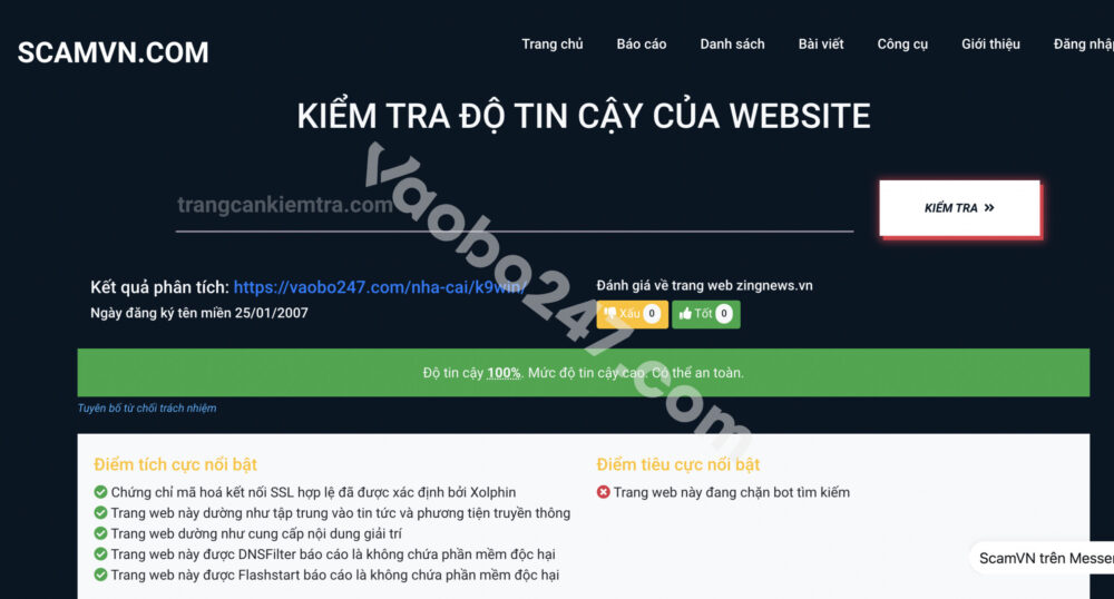 Nhận biết nhà cái K9win lừa đảo qua ScamVN.com