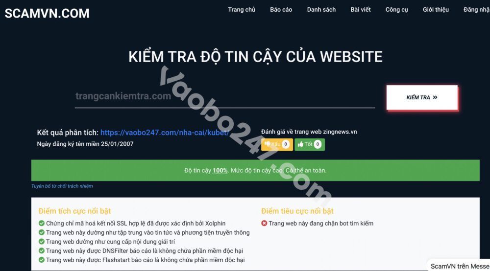 Nhận biết nhà cái Kubet lừa đảo qua ScamVN.com