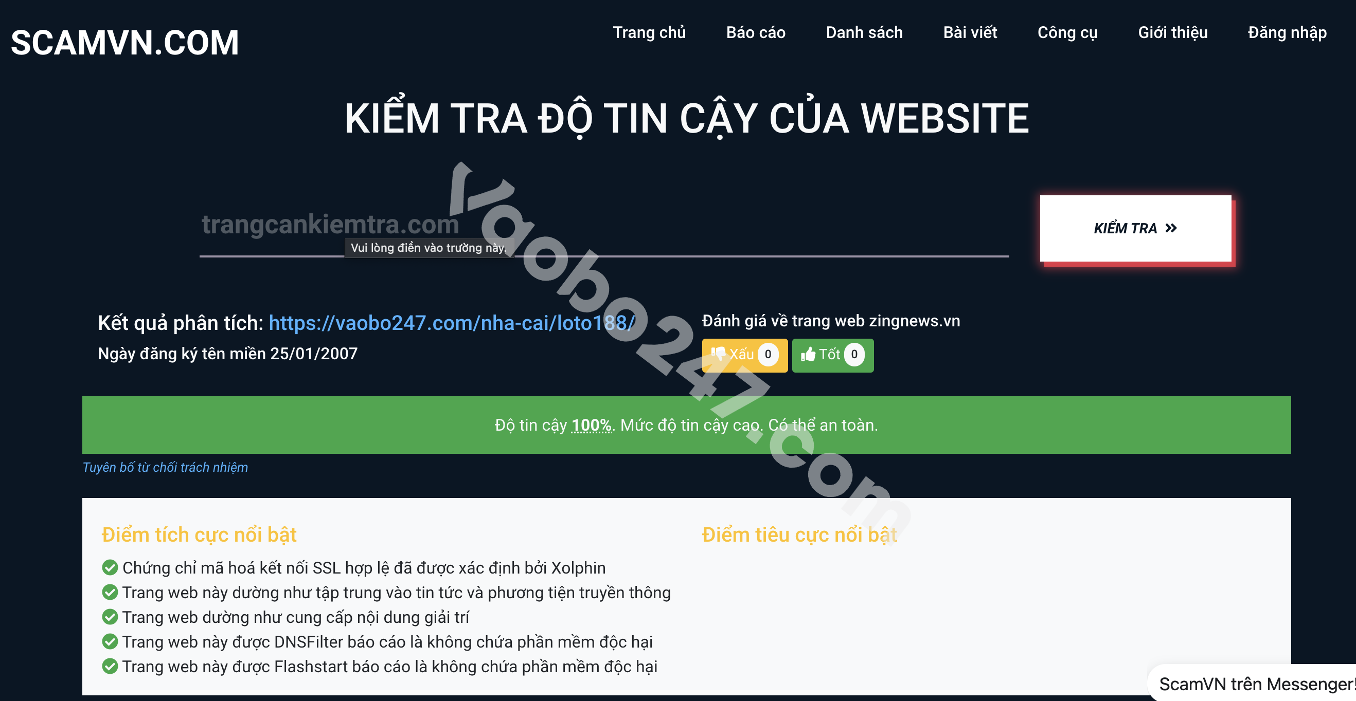 Nhận biết nhà cái Loto188 lừa đảo qua ScamVN.com