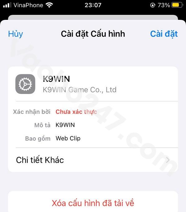 Nhấn chọn Cài đặt cấu hình