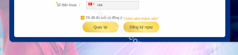 Nhấn nút đăng ký ngay để hoàn thành đăng ký tài khoản 