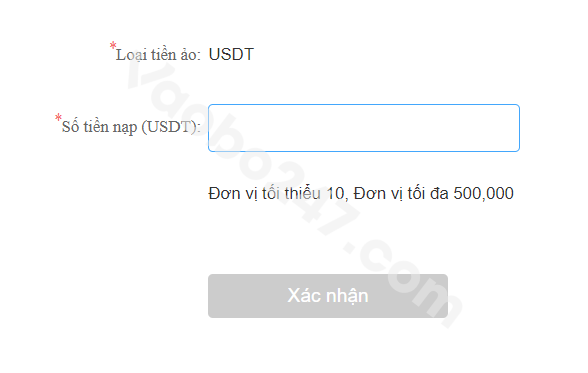 Nhập số tiền cần nạp vào tài khoản