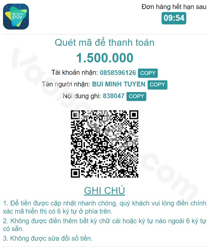 Quét mã Qr để nạp tiền 