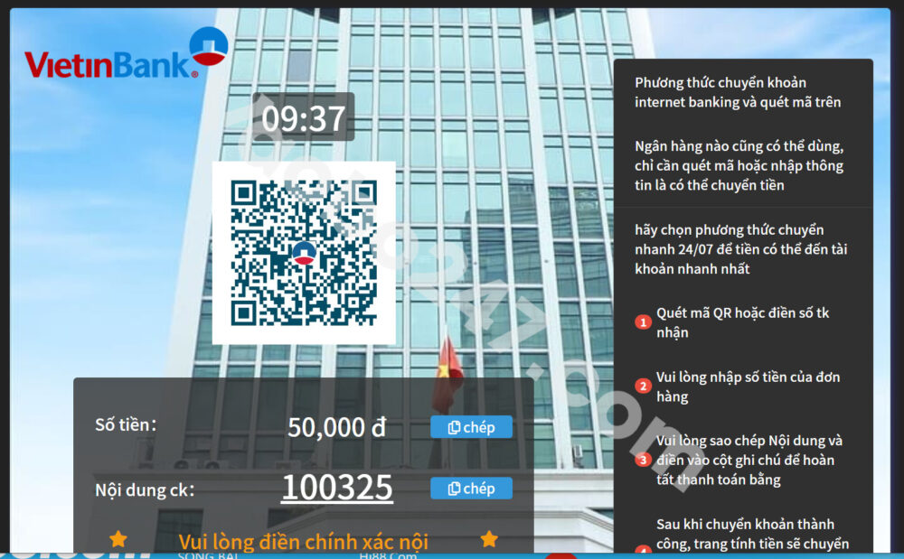 Quét mã QR thanh toán hóa đơn nạp tiền