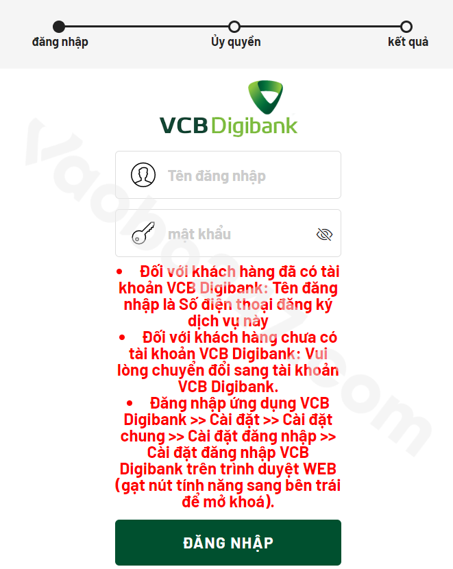 Sử dụng tài khoản internet banking để giao dịch 