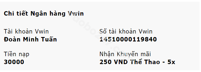 Thực hiện giao dịch chuyển tiền vào số tài khoản nhà cái 