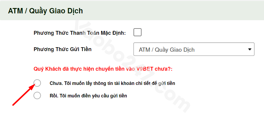 Tích chọn vào ô “Chưa…”