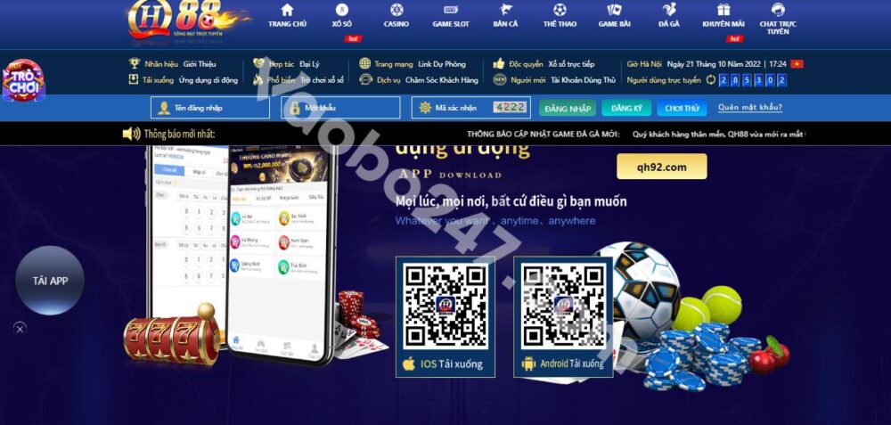 Truy cập vào trang web chính chủ của QH88 để tải ngay ứng dụng về máy Android