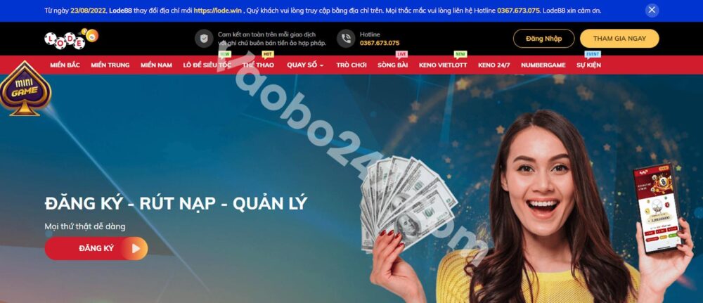 Truy cập vào website chính thức của nhà cái cá cược Lode88 