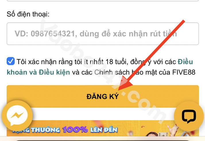 Bấm chọn Đăng ký để kết thúc quy trình 