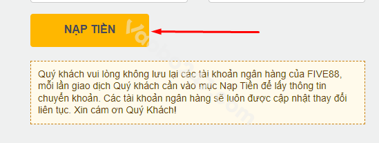 Bấm chọn Nạp tiền để kết thúc lệnh 