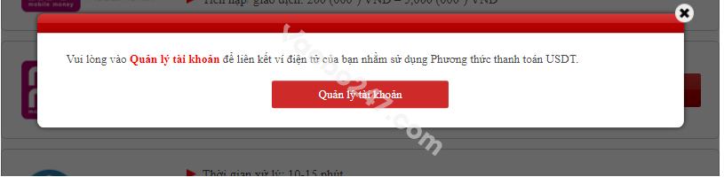 Cập nhật tài khoản USDT