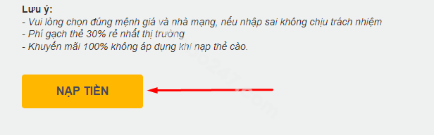 Bấm chọn Nạp tiền để kết thúc