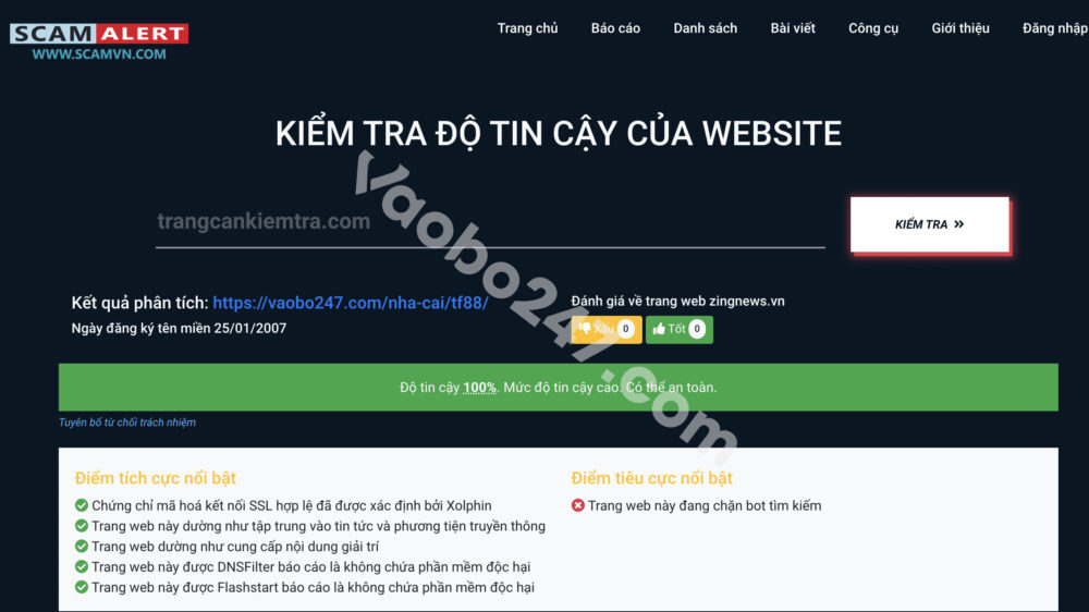 Nhận biết nhà cái TF88 lừa đảo qua ScamVN.com