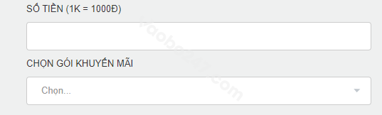 Nhập số tiền nạp và chọn khuyến mãi 