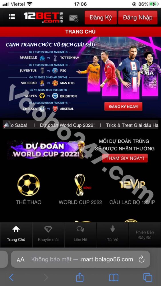 Sử dụng trình duyệt điện thoại để truy cập vào trang web 12Bet