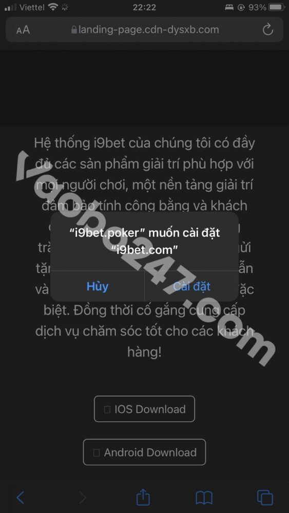 Cài đặt ứng dụng theo hướng dẫn của nhà cái