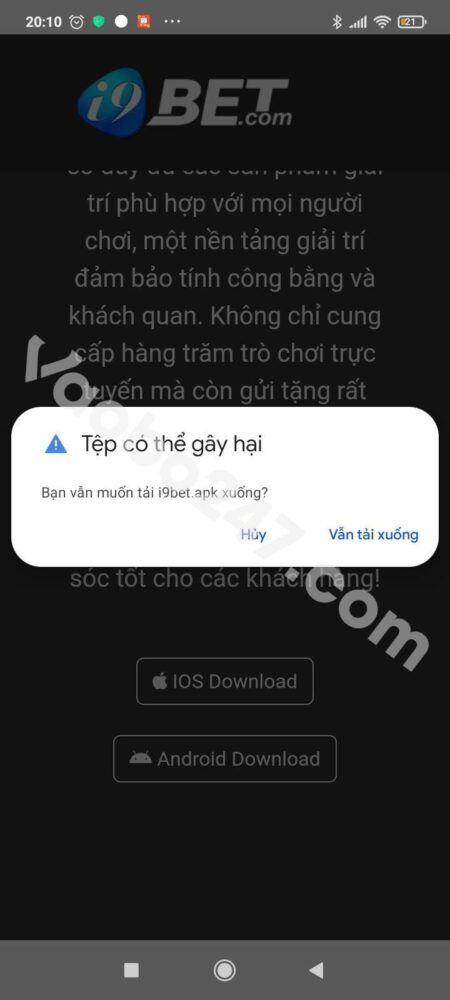 Tiến hành tải app i9Bet xuống điện thoại Android